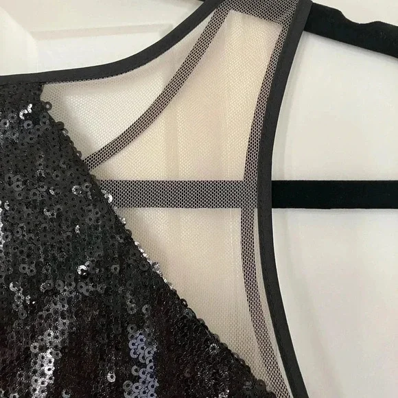NWT TOCCIN NY Black Sequin Cutout Mesh Sleeveless Mini Cocktail Dress (4) - Picture 5 of 8